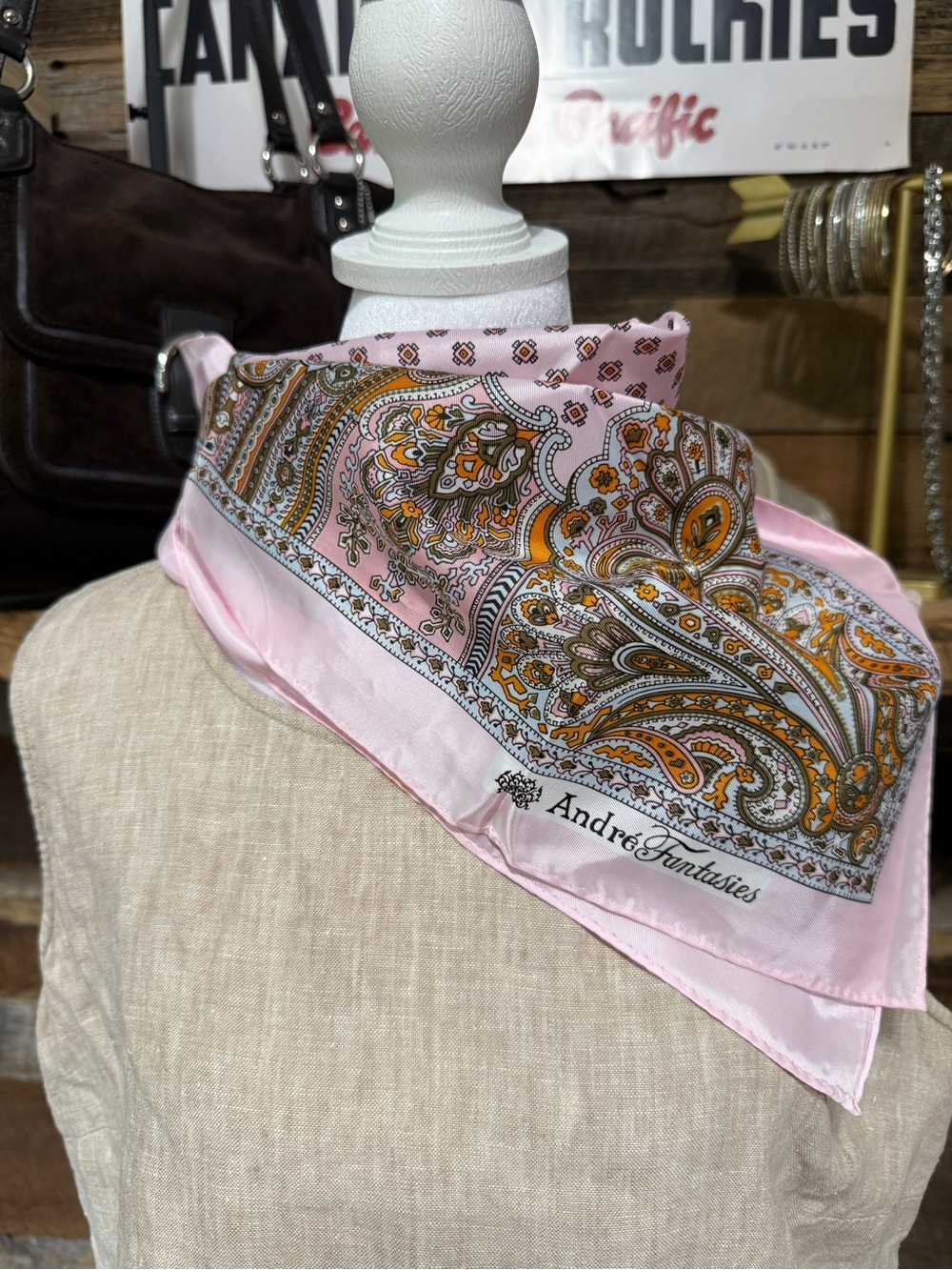 Fantasie Pink Paisley Silk Scarf